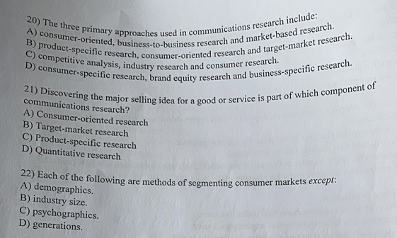 20) The three primary approaches used in