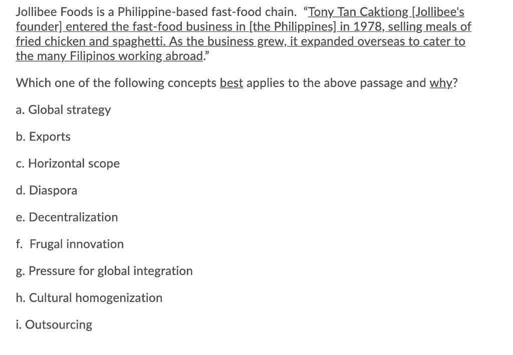 Jollibee Foods is a Philippine-based fast-food