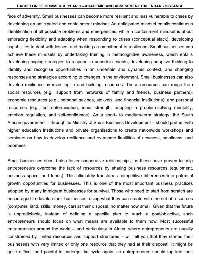 10.1 ASSIGNMENT QUESTIONS: SEMESTER ONE (JANUARY