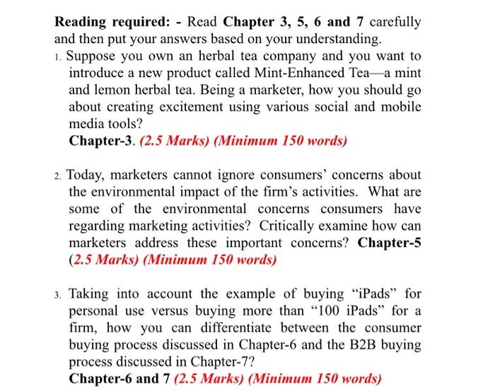 Marketing Reading required: - Read Chapter 3,5,6
