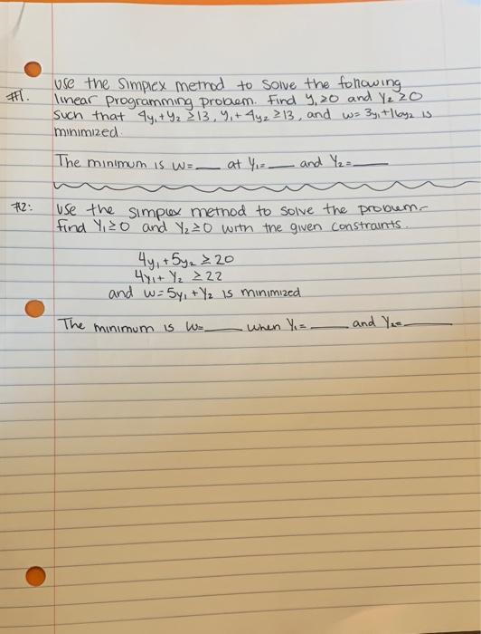 use the simplex method to solve the following