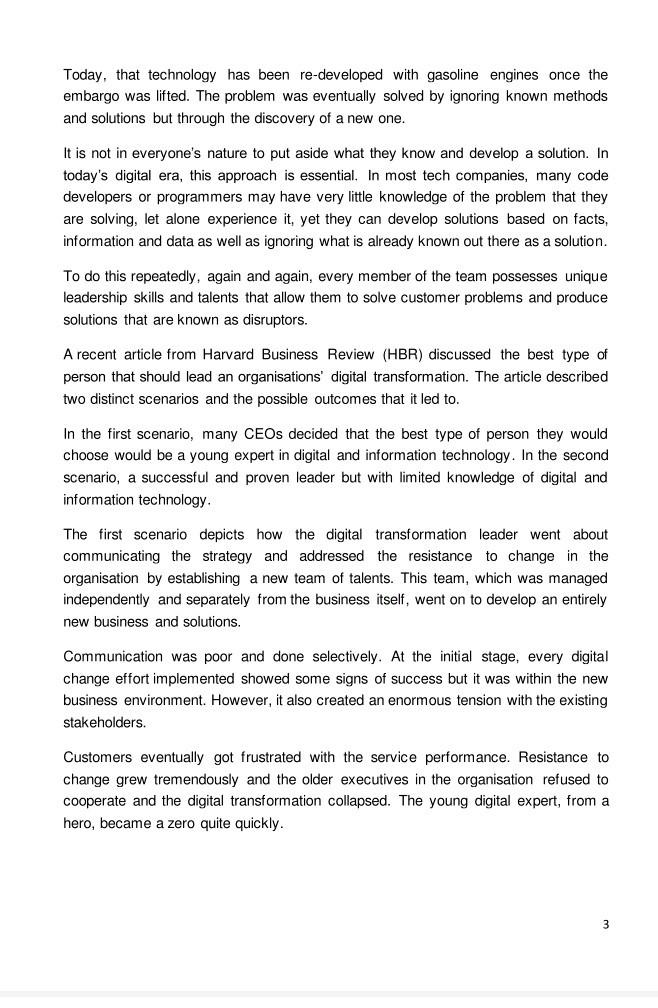 Effective leadership subject Read the case study