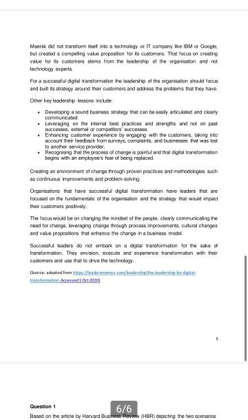 Effective leadership subject Read the case study