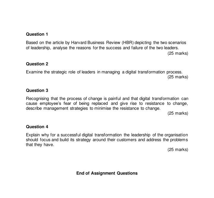 Effective leadership subject Read the case study