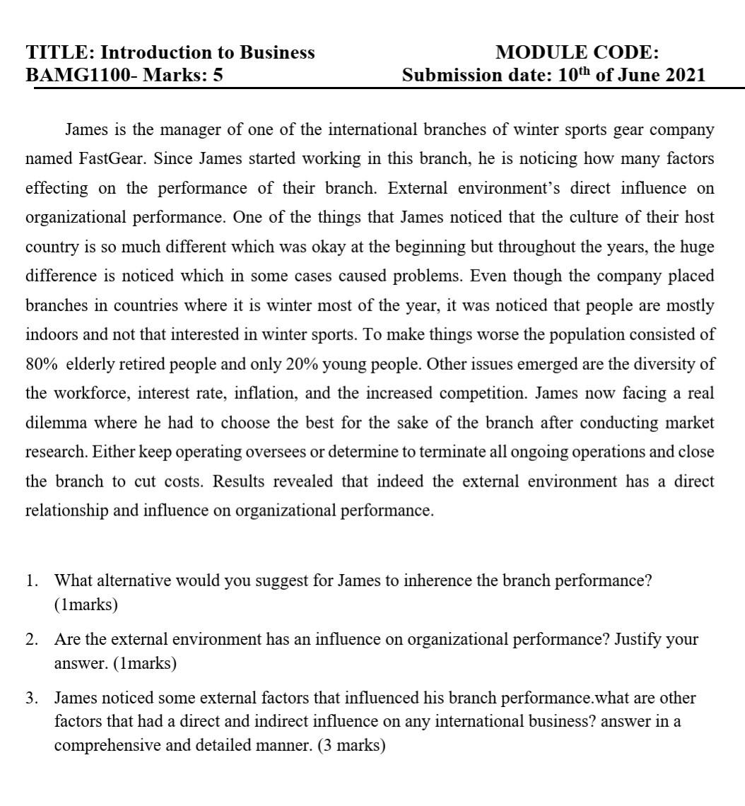 please answer the 3 questions TITLE: Introduction