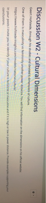 Discussion W2 - Cultural Dimensions Geert