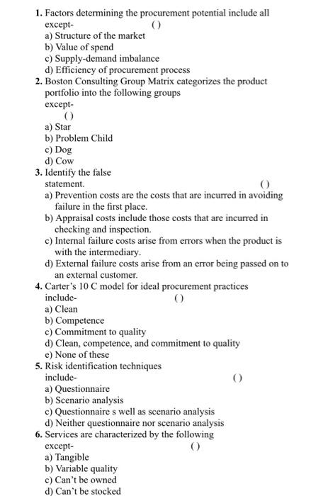 1. Factors determining the procurement potential