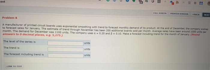 ent FULL SCREEN PRINTER VERSION BACK NEXT Problem