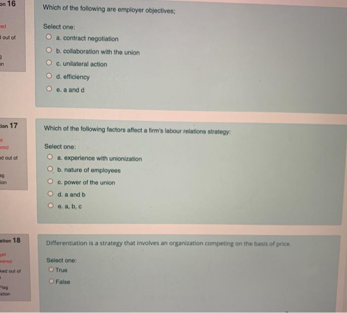 on 16 Which of the following are employer