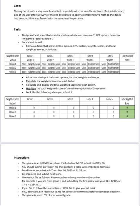 Case: Making decisions is a very complicated