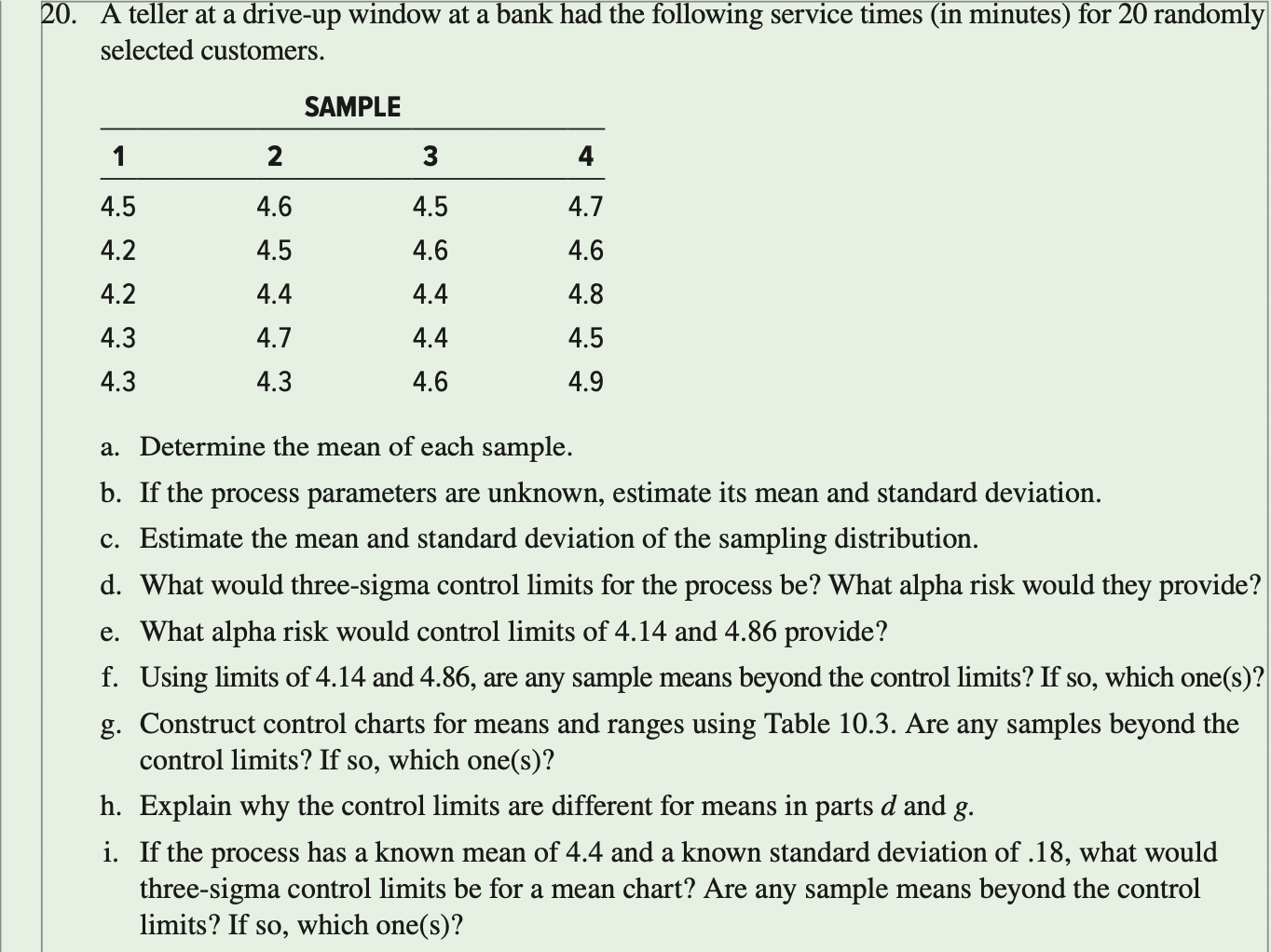 Chapter 10: Question #20 (Please answer using