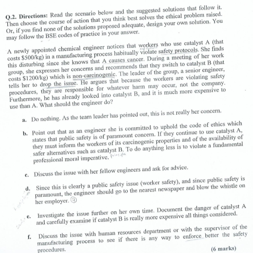 Ethical case ( please explain it) Q.2.