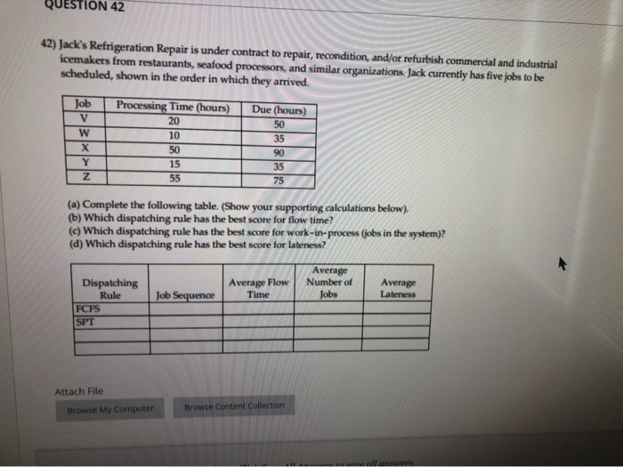 QUESTION 42 42) Jack's Refrigeration Repair is