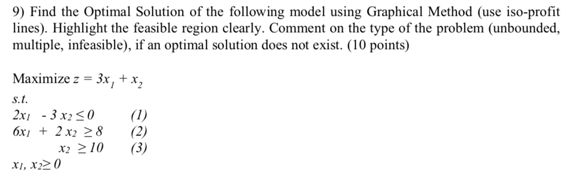 9) Find the Optimal Solution of the following