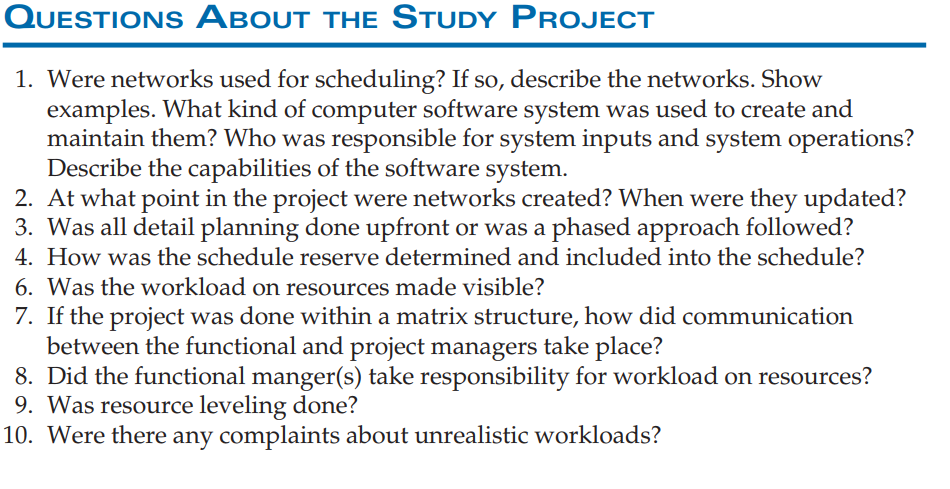 QUESTIONS ABOUT THE STUDY PROJECT 1. Were