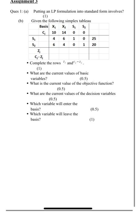 Assignment 3 10 0 4 0 6 1 20 Ques 1: (a) Putting