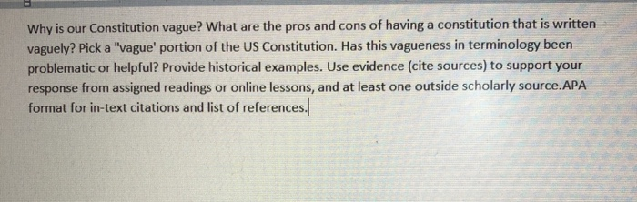 Why is our Constitution vague? What are the pros