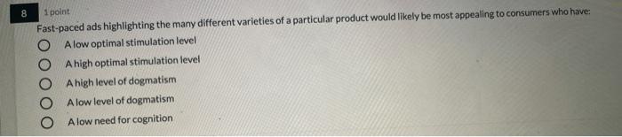 8 1 point Fast-paced ads highlighting the many