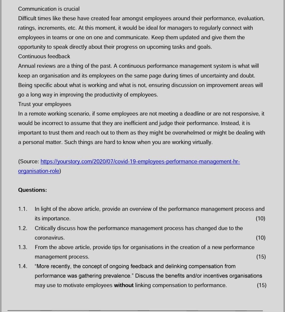 QUESTION ONE [50] Read the following article and