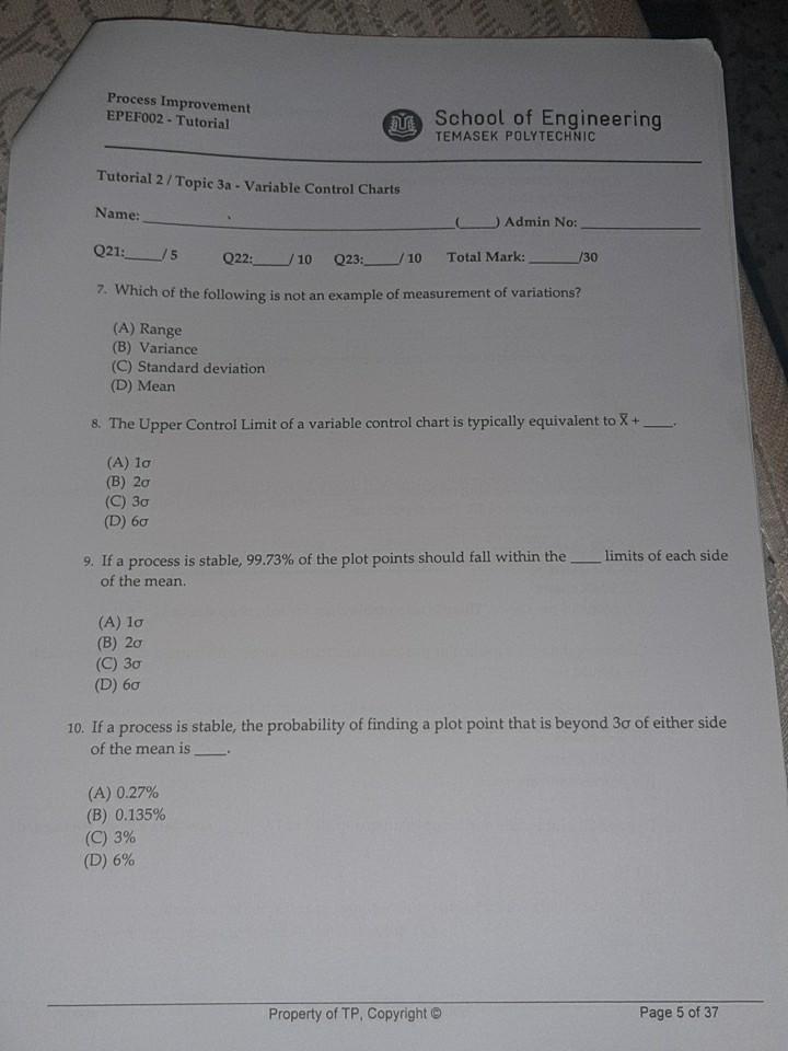 Process Improvement EPEF002 - Tutorial School of