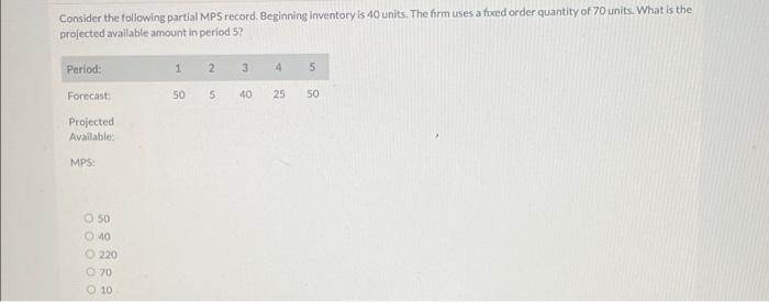 a Consider the following partial MPS record.
