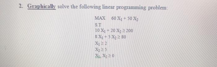 2. Graphically solve the following linear