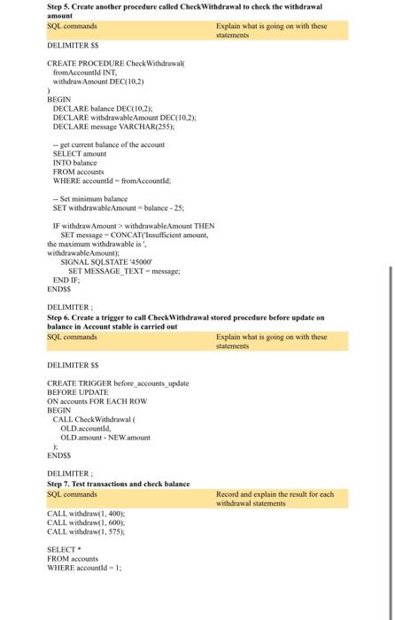Chapter 4: Implementation of stored procedure and