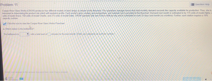 Problem 11 Question Help Cooper River Glass Works