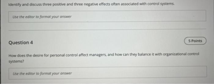 Identify and discuss three positive and three