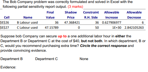 The Bob Company problem was correctly formulated