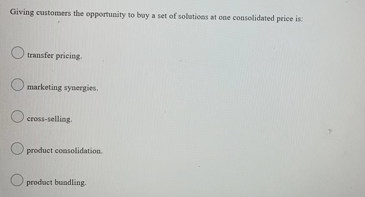 Giving customers the opportunity to buy a set of