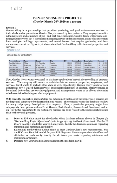 1 of 2 ISEN 625 SPRING 2019 PROJECT 2 (Due by