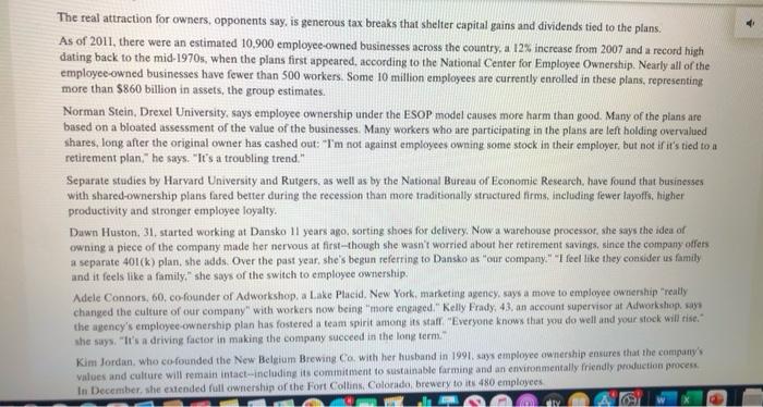 answer questions based of reading ESOPs: Who