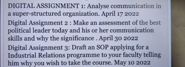 DIGITAL ASSIGNMENT 1: Analyse communication in a