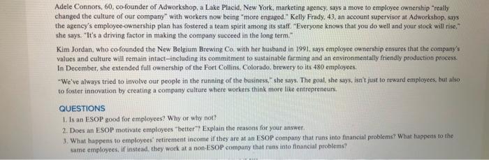 answer questions based of reading ESOPs: Who