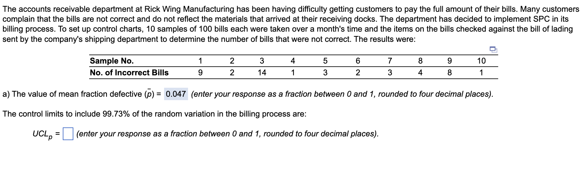 The accounts receivable department at Rick Wing
