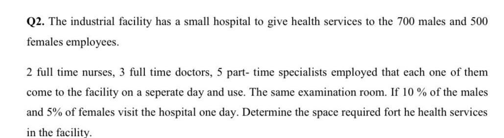 Q2. The industrial facility has a small hospital