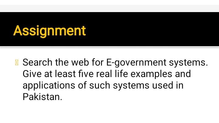 1: search the web for E government system. 2:
