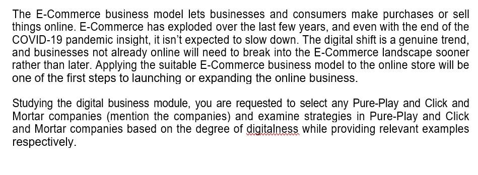 DIGITAL BUSNIESS (20MARKS) The E-Commerce