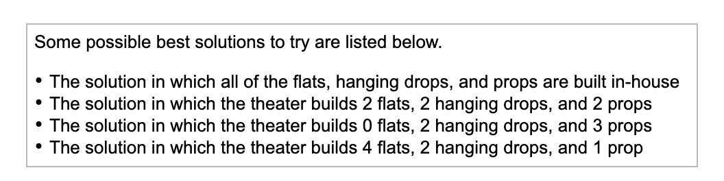 A theater needs to determine the lowest-cost