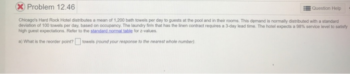 2. and what is the safety stock X Problem 12.46