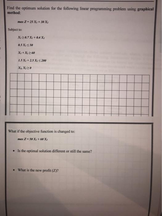 Find the optimum solution for the following