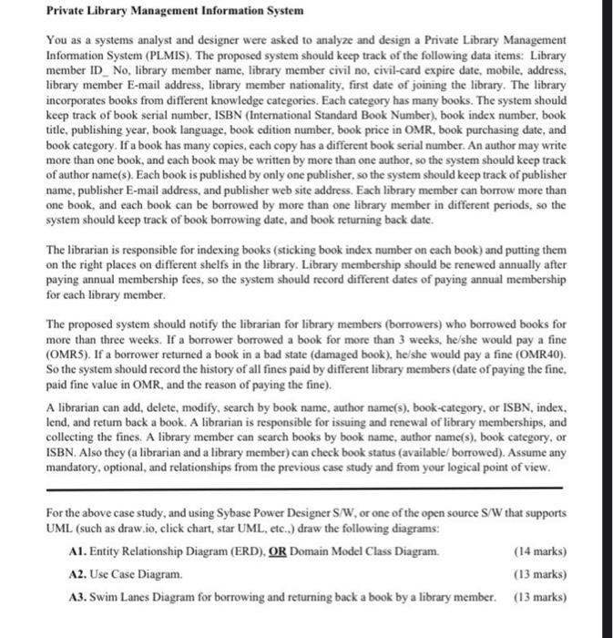 Private Library Management Information System You