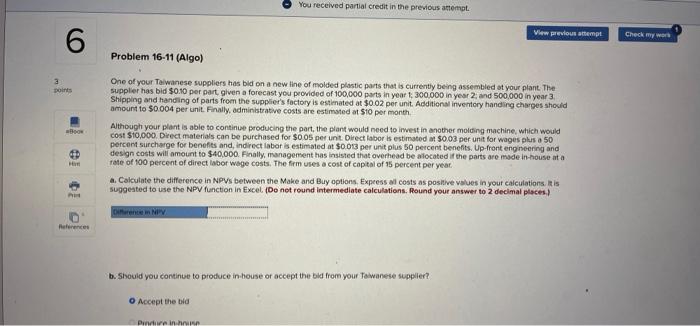 please help solve You received partial credit in