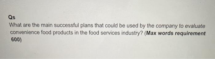 A case study from: Trend in Food Services