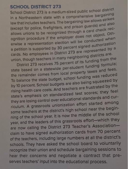Answer questions 1 & 2 regarding School District