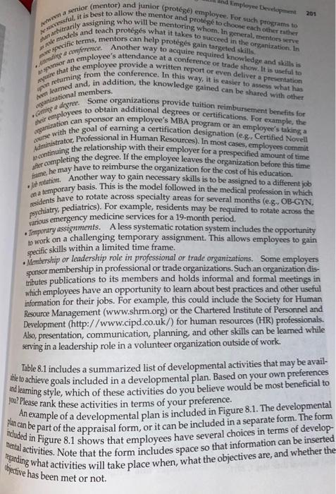 8.1.3 Developmental Activities There are several