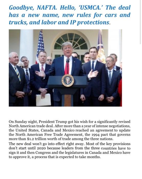 Goodbye, NAFTA. Hello, 'USMCA.' The deal has a