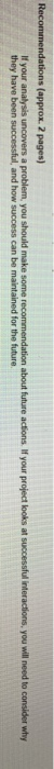 Recommendations (approx. 2 pages) If your