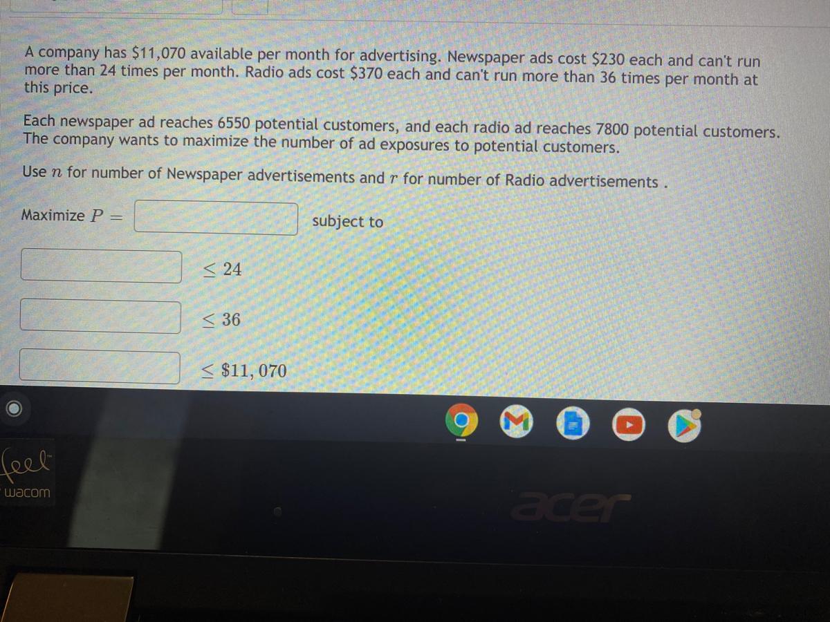A company has $11,070 available per month for